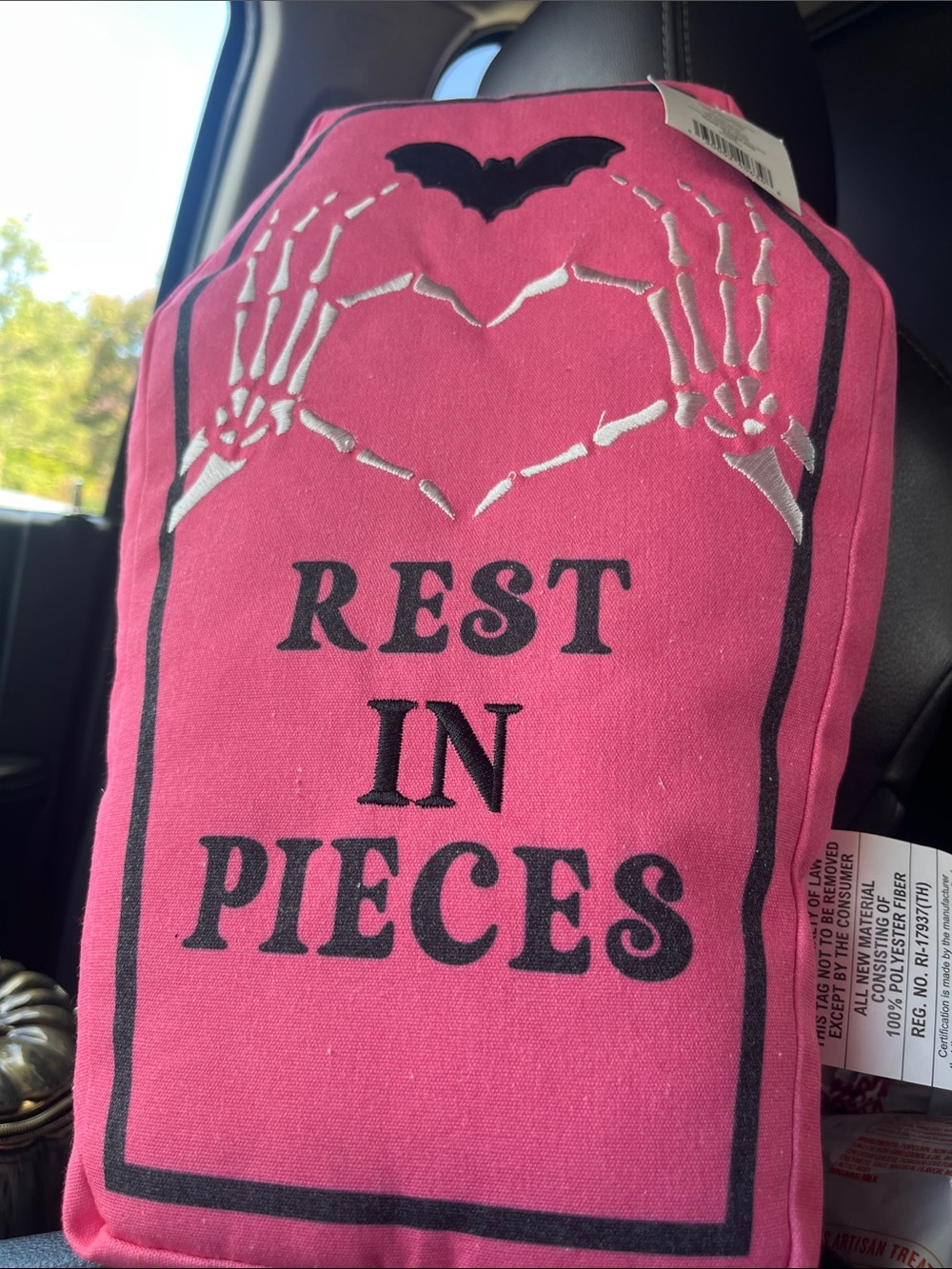 Rest In Pieces Pink Halloween Accent Pillow - Brand Unknown